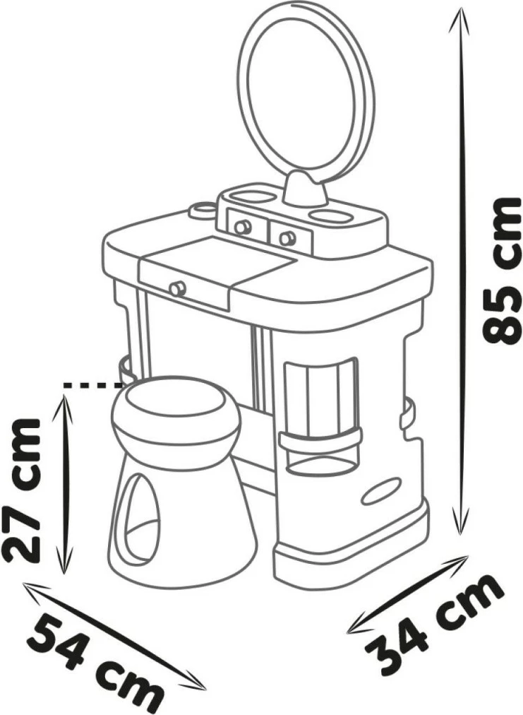 Igralna mizica za ličenje s 15 dodatki, rožnata/zlata/bela, Smoby My Beauty Dressing Table