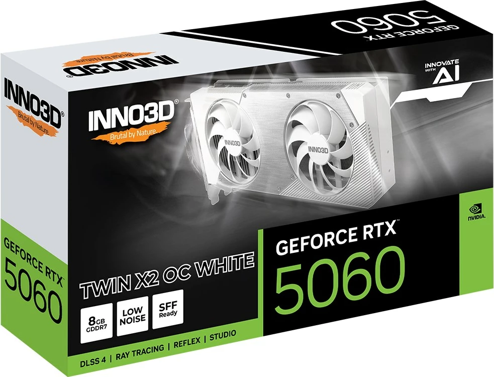 Grafična kartica INNO3D GeForce RTX 5060 Twin X2 OC, 8 GB GDDR7, siva