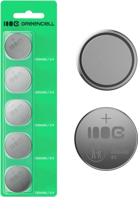 Gumbna baterija Green Cell CR2430 X5, 290 mAh, 3 V, litijeva, pakiranje 5 kosov