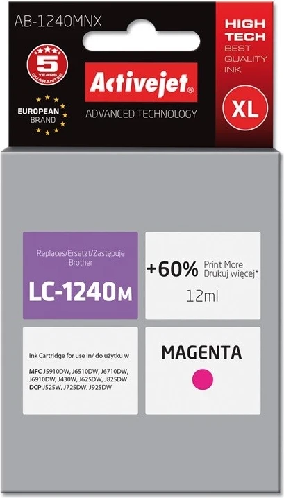 Zamenjalna barva Activejet AB-1240MNX za tiskalnike Brother, 12 ml, vijolična