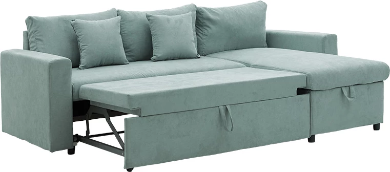 Kotna raztegljiva sedežna garnitura, obojestranska, mint zelena, 225x148x81 cm