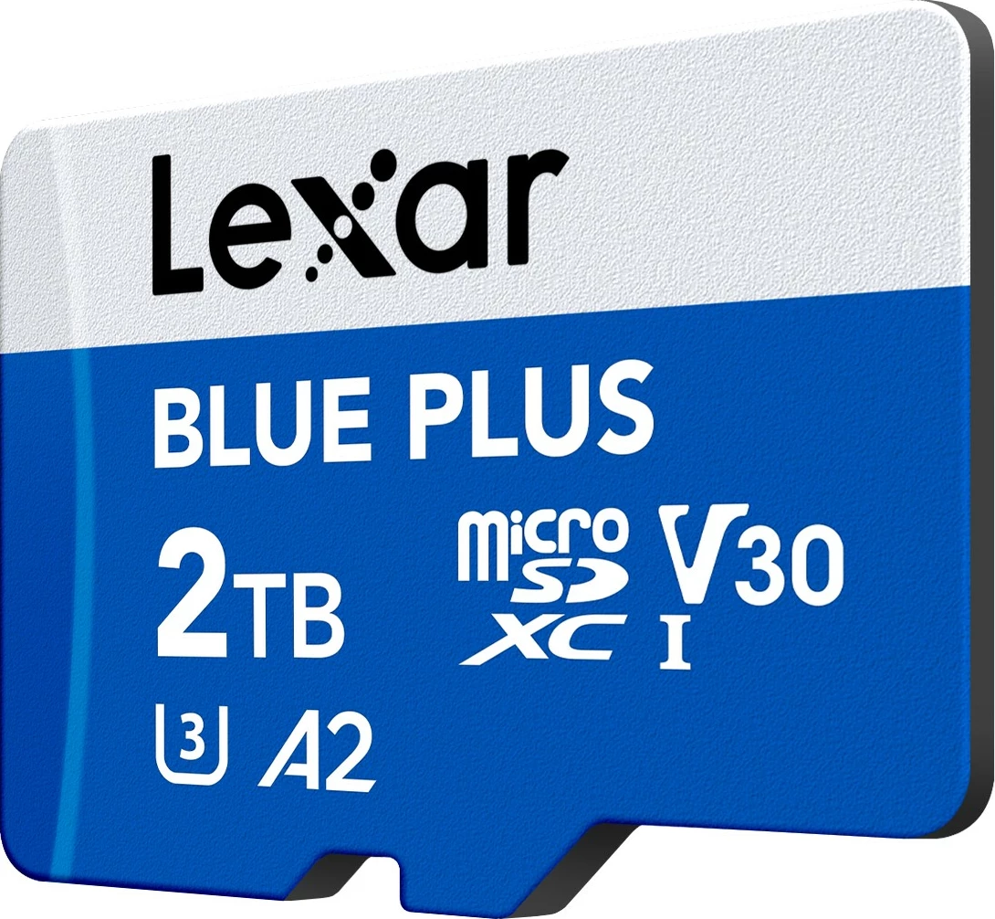 microSD pomnilniška kartica 2TB Lexar Blue Plus SDXC UHS-I C10 A2 U3 V30 do 170 MB/s, modra, z SD adapterjem