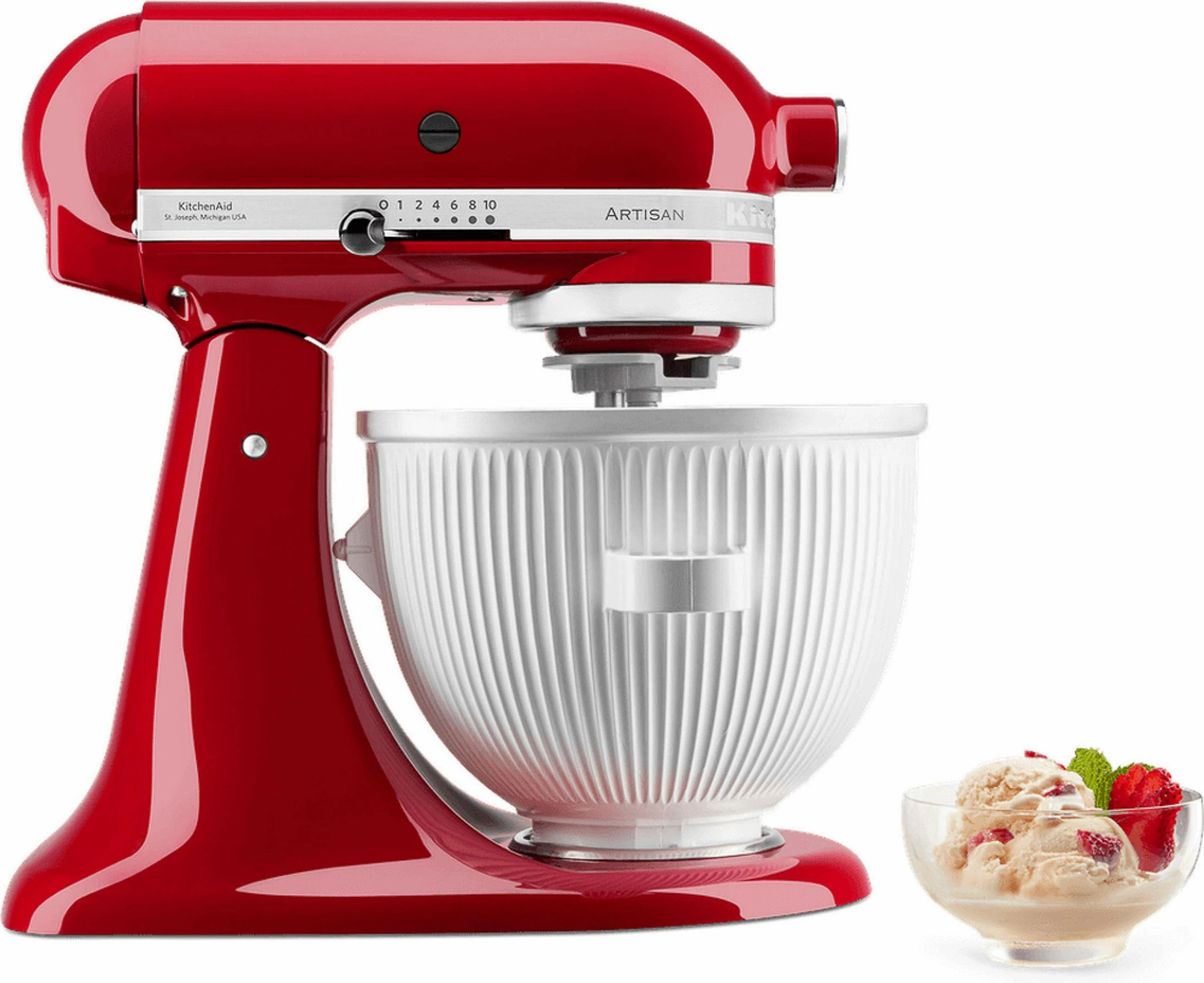 Aparat za drobljenje ledu KitchenAid 5KSMICM, rdeč