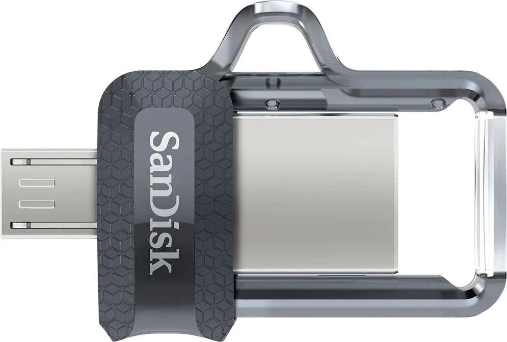 USB-pomnilnik 64 GB, SanDisk Ultra Dual m3.0, USB Type-A / Micro-USB 3.2 Gen 1, črn/srebrn/prosojen