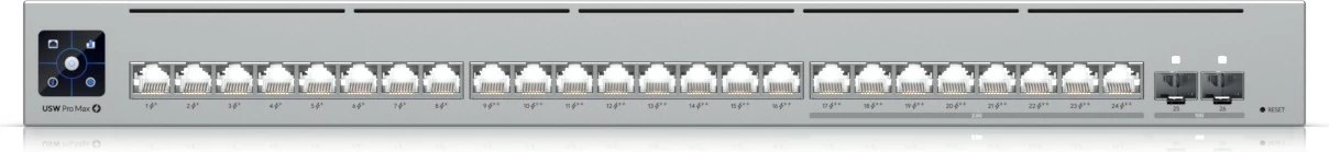 Switch za visoko zmogljivost Ubiquiti USW‑Pro‑Max‑24‑PoE, L3, 2,5G Ethernet, Power over Ethernet, montaža v rack