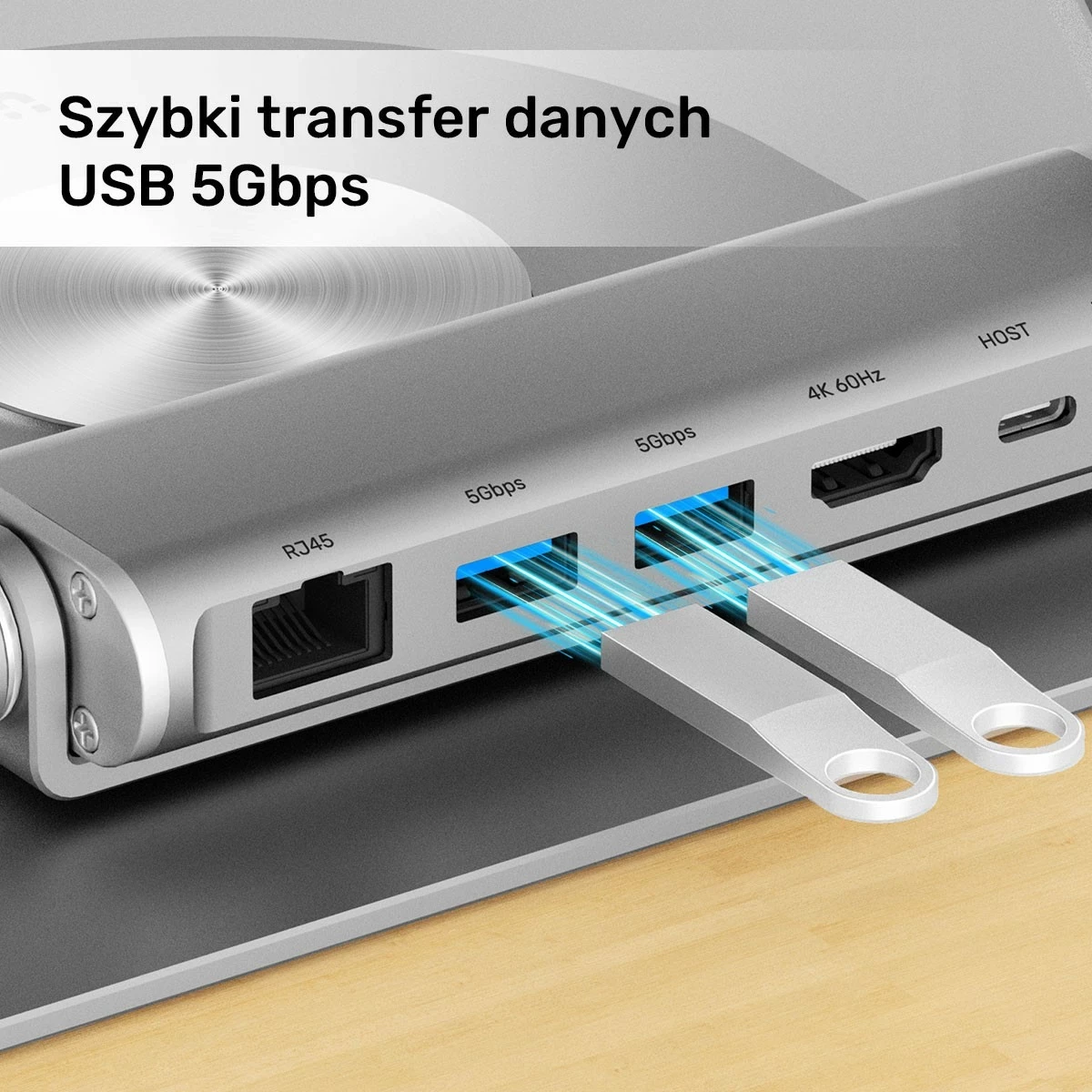 Stojalo za prenosnik Unitek USB-C HDMI 4K PD 100W, srebrno