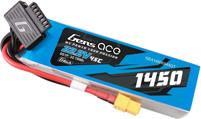 LiPo baterija 1450mAh, 22.2V, 45C, Gens Ace GEA14506S45GT, z XT60 vtičem