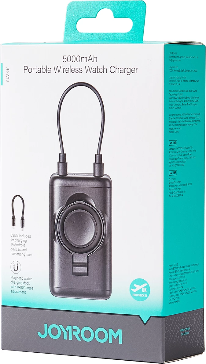 Polnilna baterija za smartwatch Joyroom JR-W13, 5000 mAh, črna