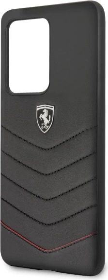 Prešit ovitek za telefon, Ferrari Heritage Quilted za Samsung Galaxy S20 Ultra, naravno usnje, črn