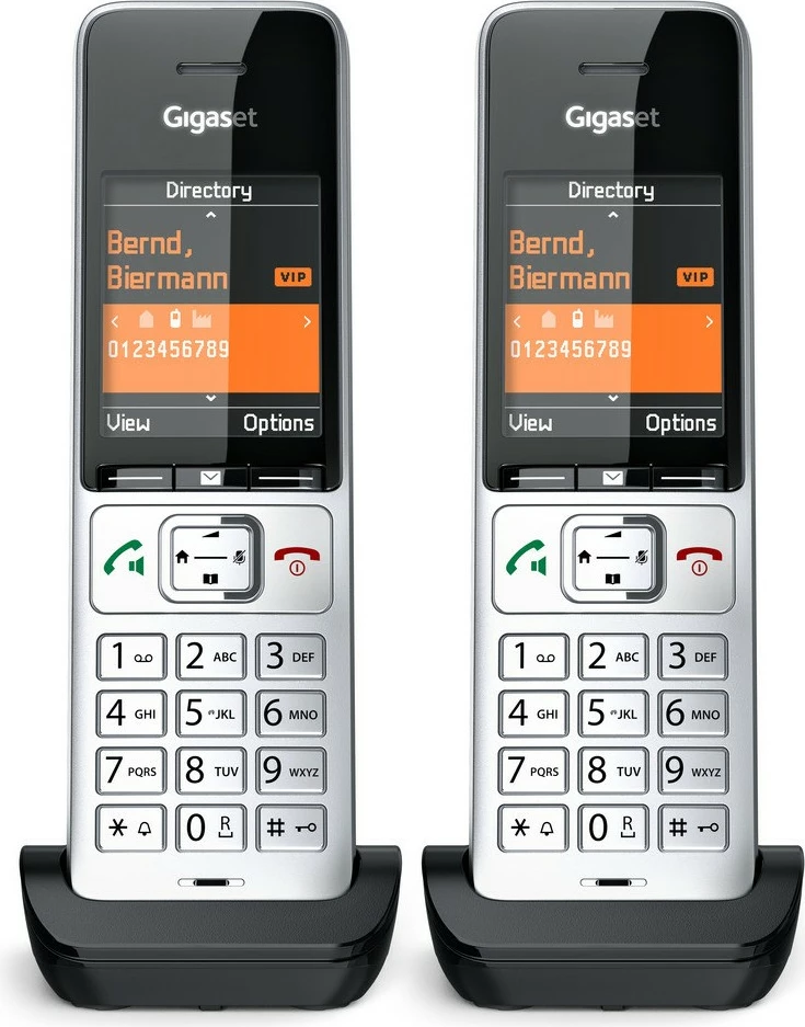 Analogni/DECT telefon COMFORT 500HX duo, Gigaset, žična slušalka, ID klica, 200 stikov, črn, srebrn