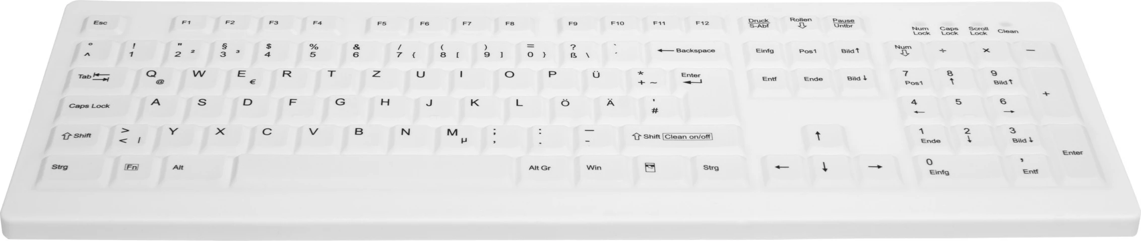 Brezžična medicinska tipkovnica Cherry AK-C8100F-FUS-W/GE, QWERTZ, bela