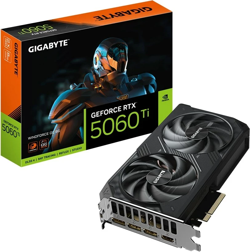 Grafična kartica Gigabyte GeForce RTX 5060 Ti WINDFORCE OC 8G, 8 GB GDDR7, PCI-E 5.0, črna