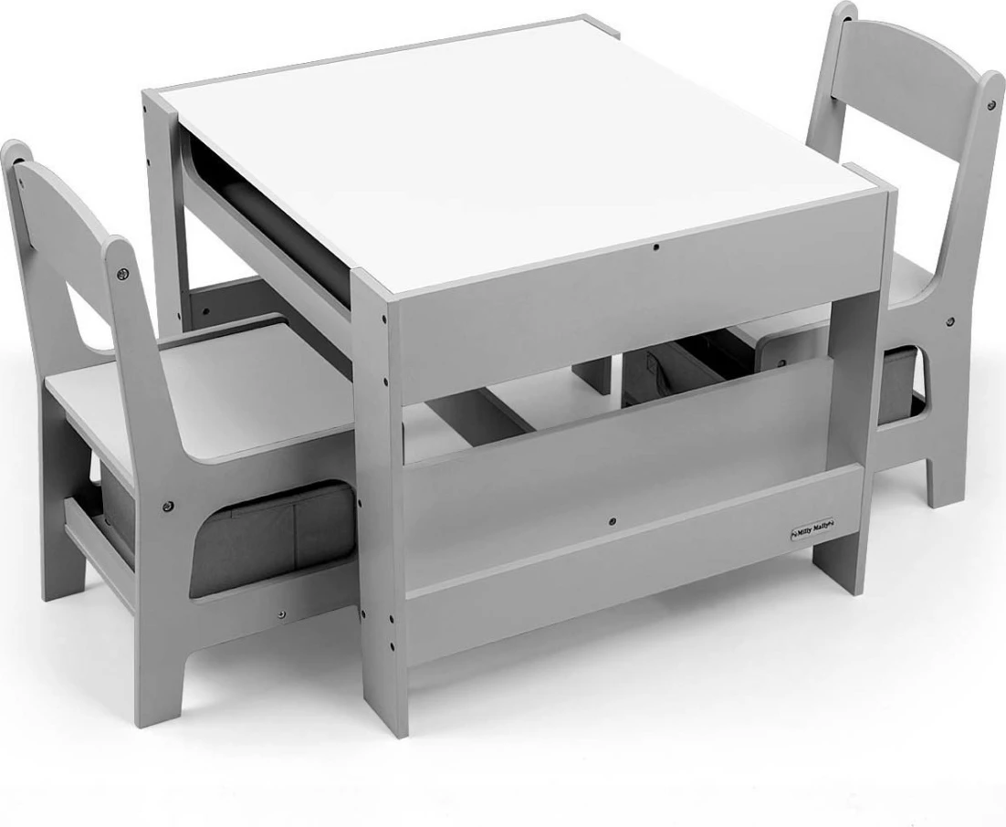Otroški set miza z dvema stoloma Milly Mally Sven, MDF, sivo/bele