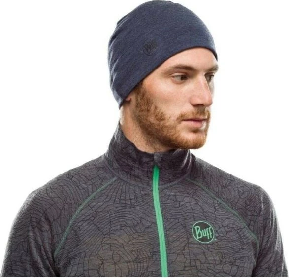 Kapelna iz merino volne Midweight, Melange Night Blue - Buff