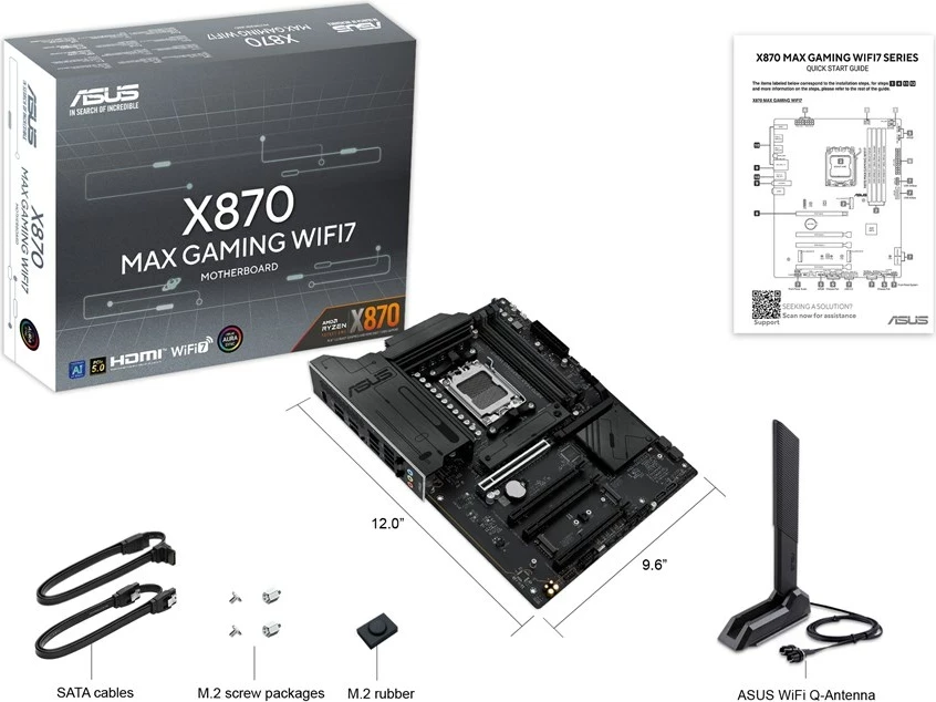 Plošča ASUS X870 MAX GAMING WIFI7, Socket AM5, ATX, večbarvna