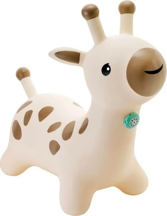 Gumena skakalna igrača, B-kids 116315223, z 3 melodijami, z ročno tlačilko, 10+ mesecev, rjava/krem