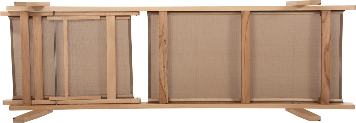 Profesionalni ležalnik iz bukovega lesa CRETA v naravni barvi in mocha textilene 200x61-66x31-91Hcm.FH10356.05
