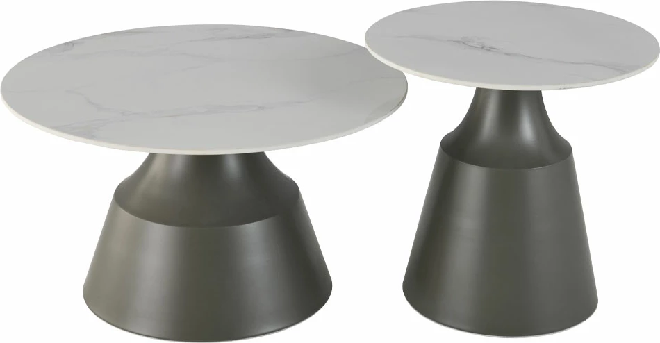 Set kavnih miz, 2 kosa, bel/črn, 70x70x40 KAIA