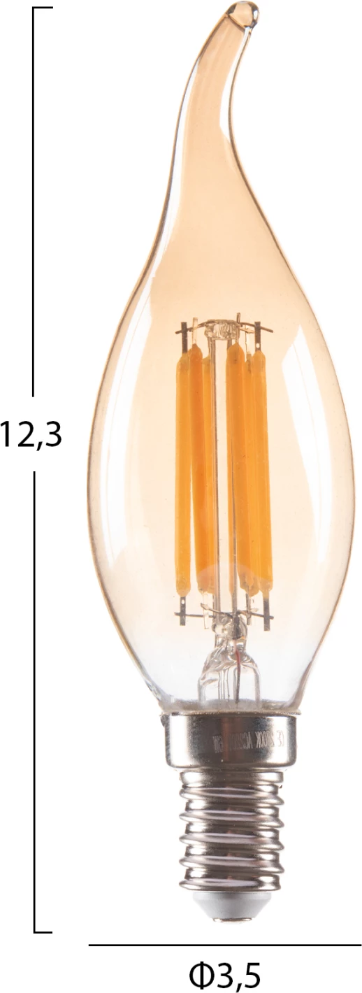 Žarnica v stilu plamena LED filament 6W E14 3000K zlata zatemnljiva