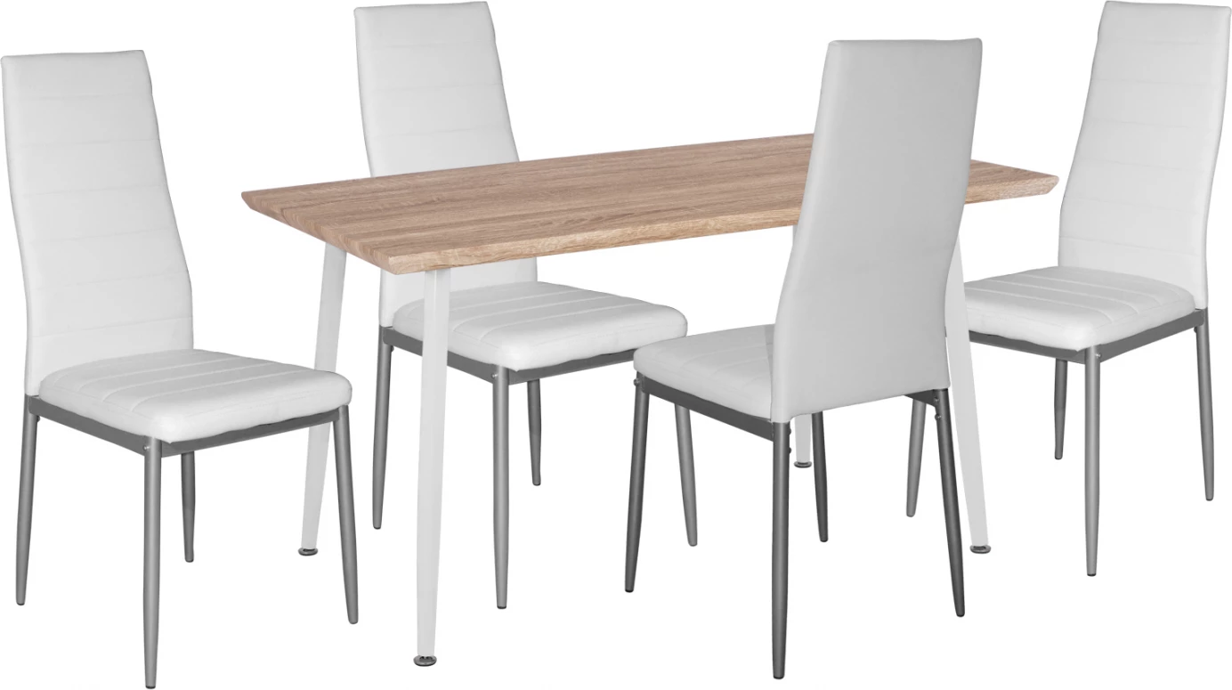 Set 5 kosov miza sonama in kovinski stoli lady bele barve FH11027.01