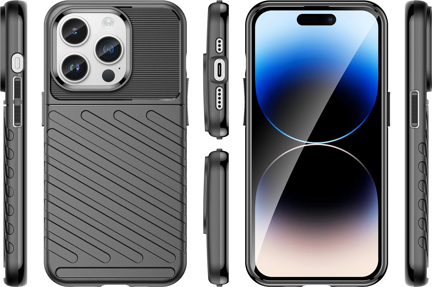 Oklopni ovitek za iPhone 14 Pro Max Hurtel Thunder Case, črn