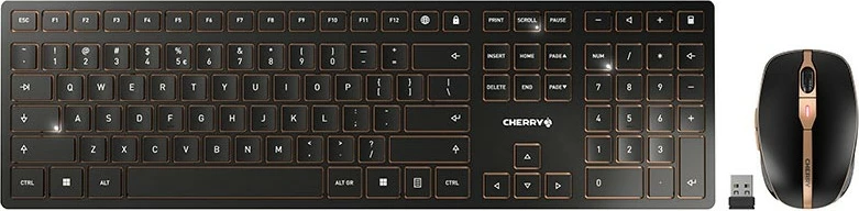 Brezžični komplet tipkovnice in miške Cherry DW 9100 SLIM, RF + Bluetooth, QWERTY, miška vključena, črn
