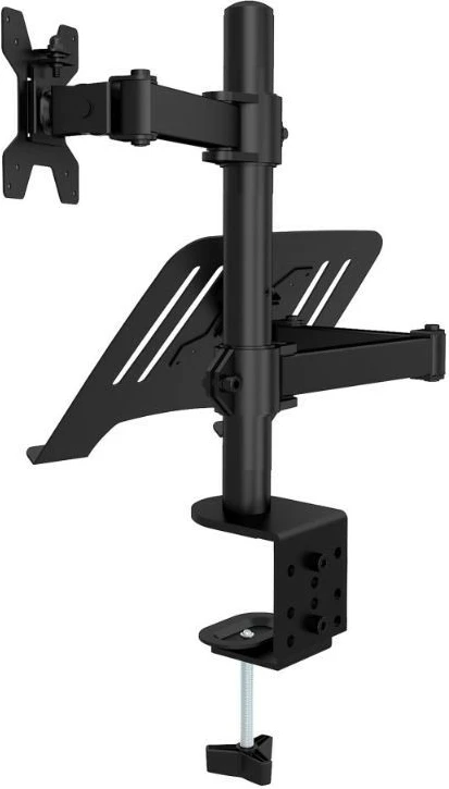 Namizni nosilec 2-v-1 za monitor 13–32" in prenosnik 12–17", vrtljiv, Techly, črn
