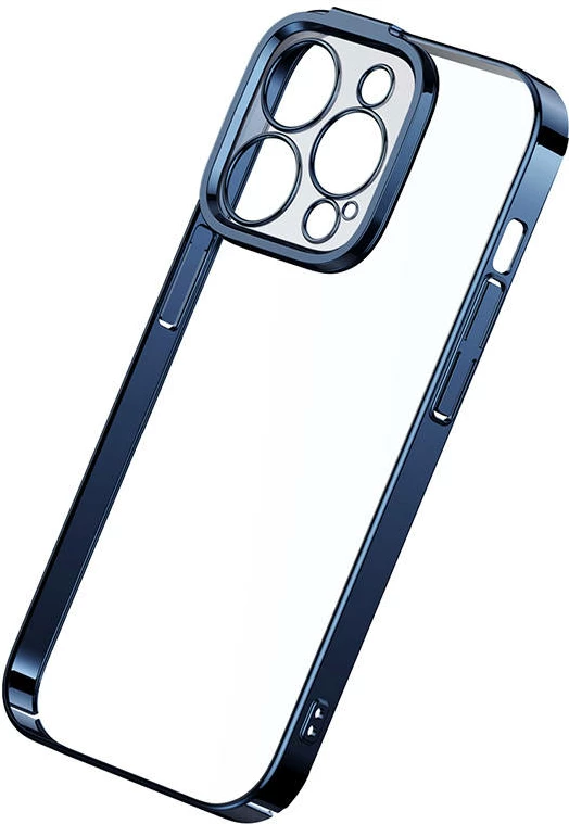 Ovitek za telefon s kaljenim steklom, moder - Baseus Glitter za iPhone 14 Pro