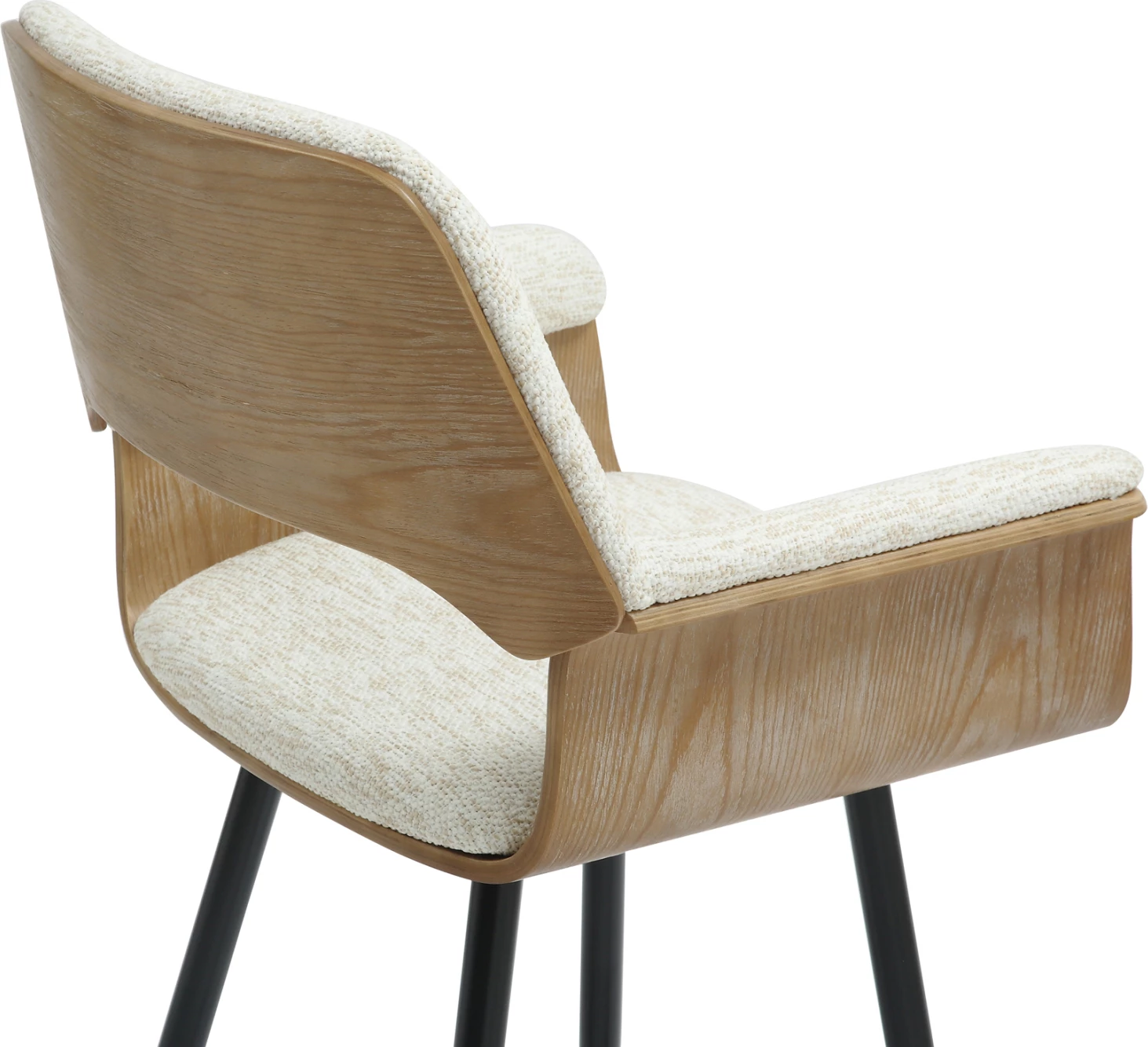 Barski stol srednje višine CLIPP FH9987.02 črne kovinske noge-ecru tkanina 57,5x53x98Hcm, set 2 kosov