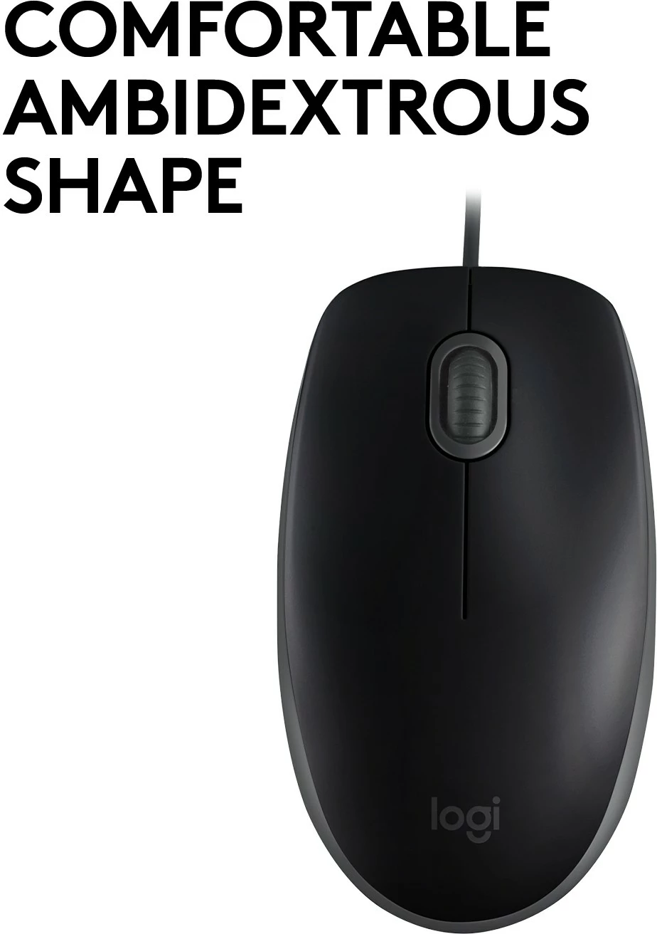 Optični miš, tiha Logitech M110, ambidekstralna, USB Type-A, 1000 DPI, črn
