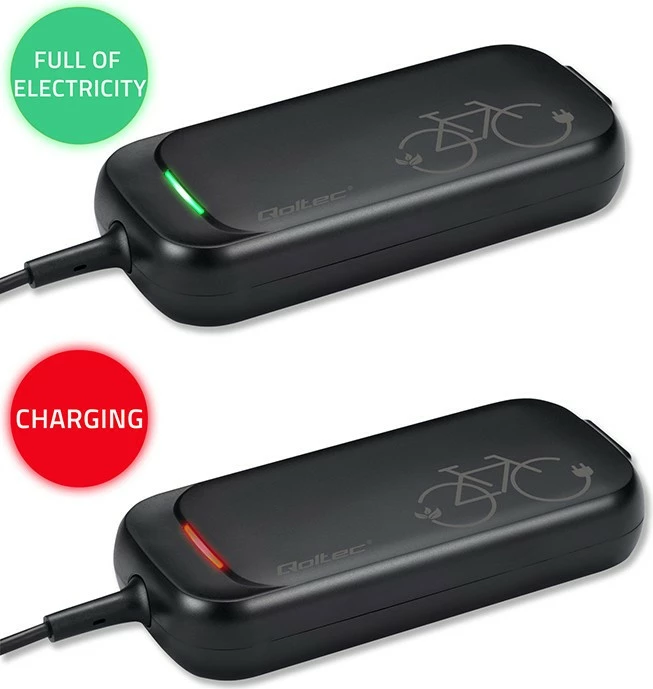 Polnilec za električno kolo Qoltec 50332, 42V 2A, črn