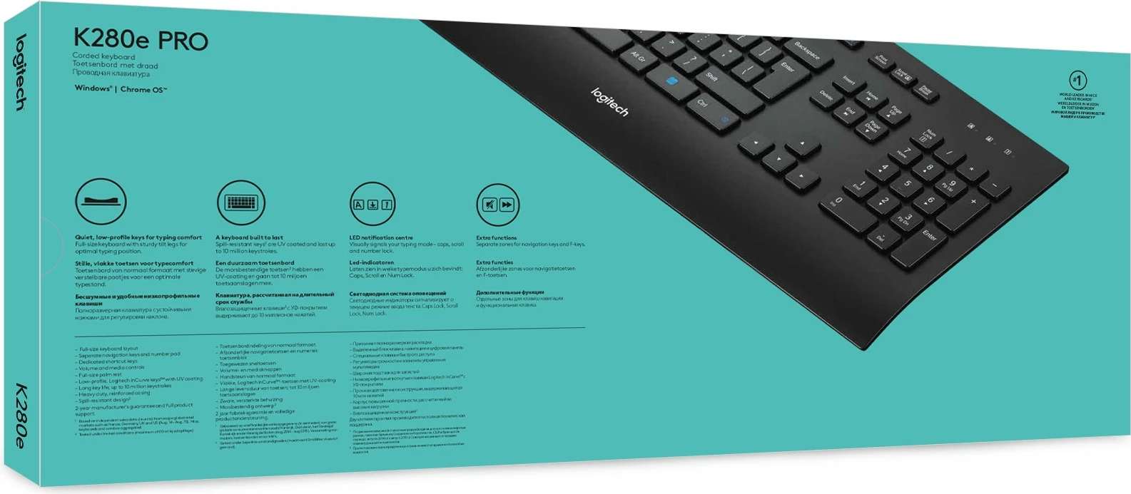 Polna velikost žična tipkovnica za podjetja Logitech K280e, USB, QWERTY, črna