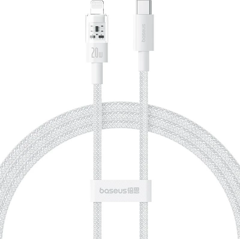 Kabel za hitro polnjenje USB-C na iP Baseus Gem, 1 m, 20 W, bel