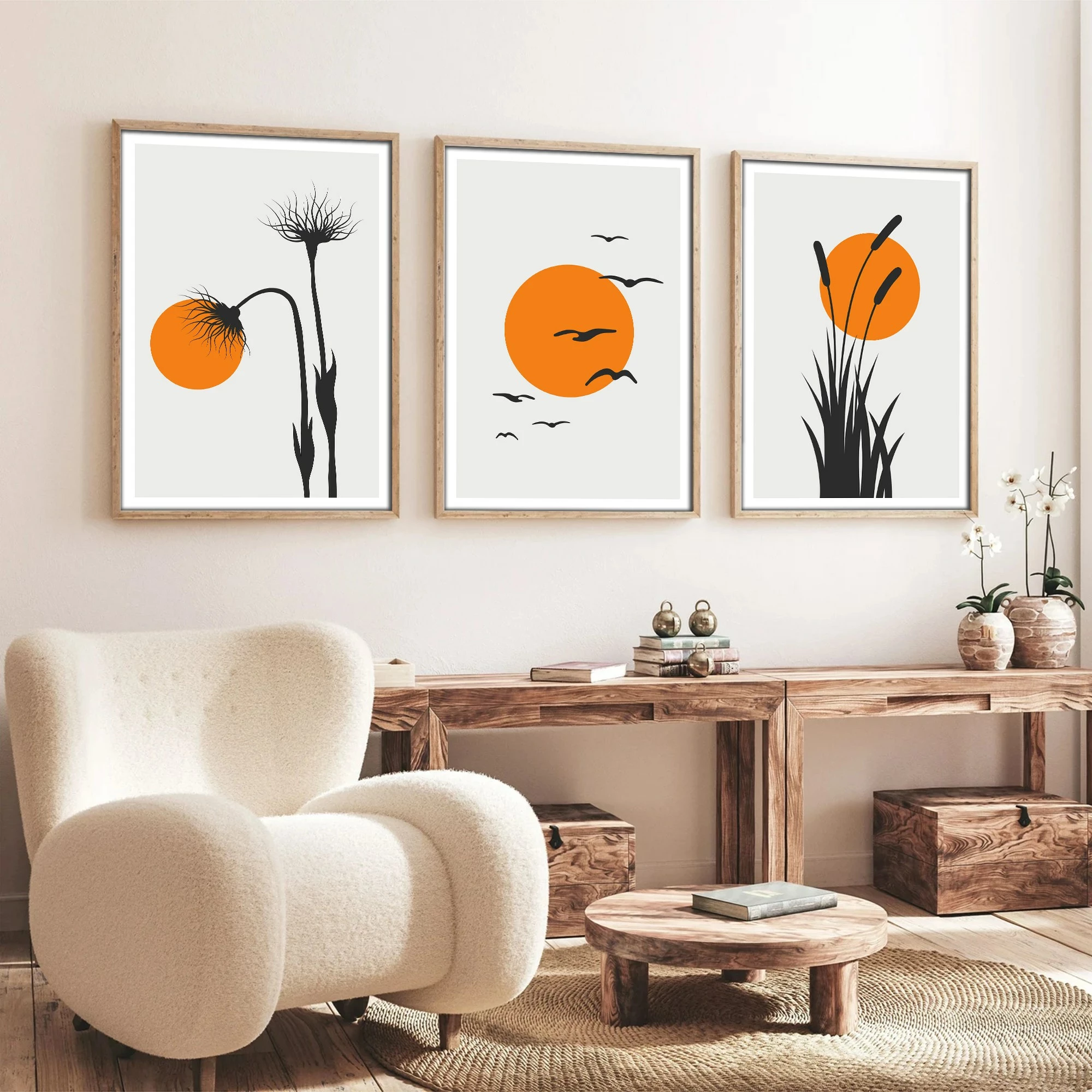 Dekorativna slika z MDF okvirjem (3 kosi), Wallity Huhu228, 30 x 40 cm