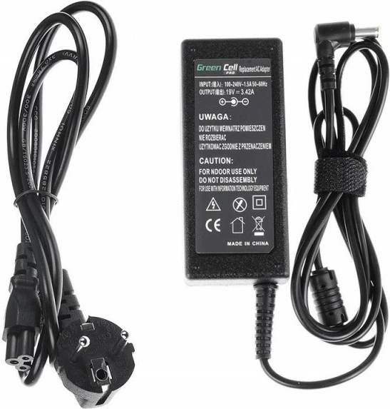 Napajalnik za prenosnik 19V 3,42A 65W, 5,5-1,7 mm, Green Cell PRO AD01P za Acer, črn