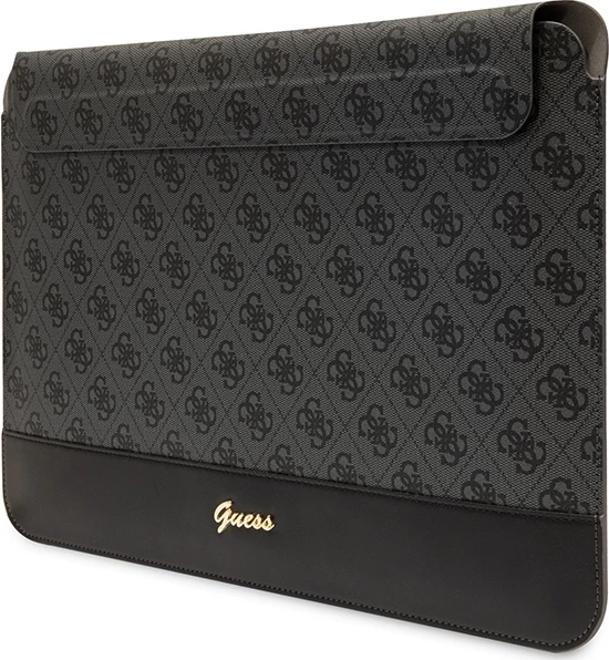 Ovitek za prenosnik do 14", 4G Stripe z metalnim logotipom, eko usnje, črn — Guess