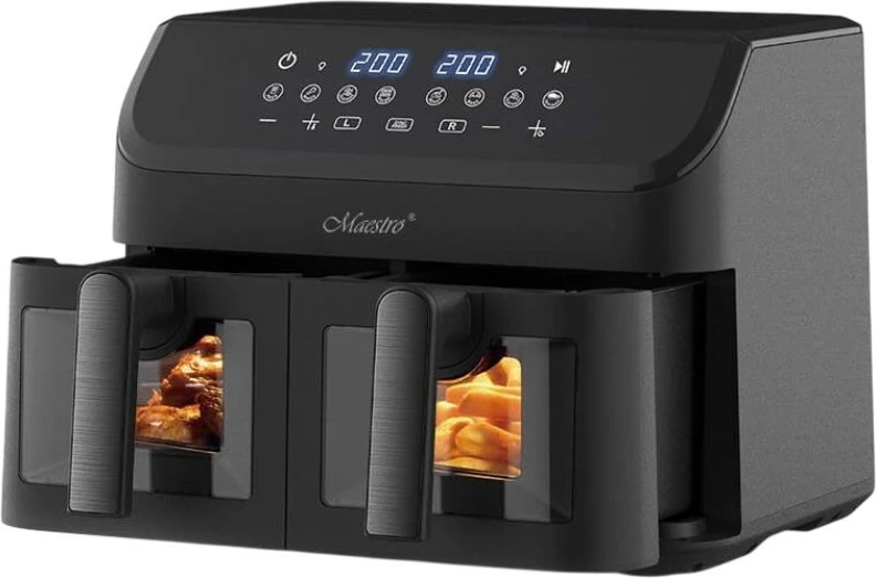 Dvojni zračni cvrtnik Feel-Maestro MR-758, 9L (2x4,5L), 2000W, 8 programov, LCD zaslon, črn