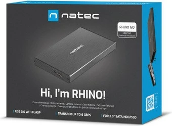 Zunanje računalniško ohišje 2,5", USB 3.0, aluminij, črno — Natec Rhino Go