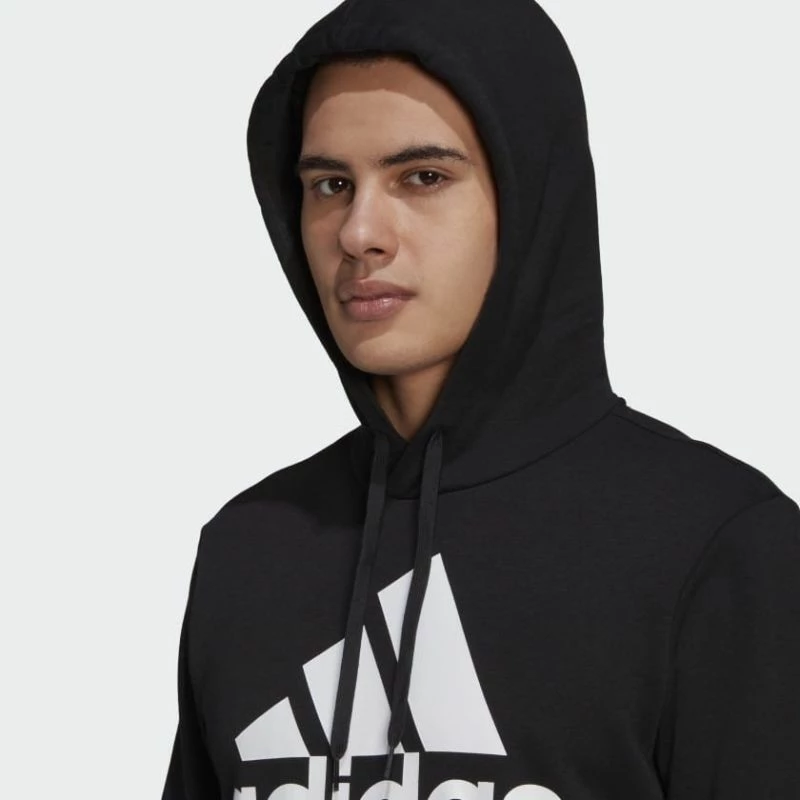 Duks s kapuco, adidas, moški, črn z belim logotipom