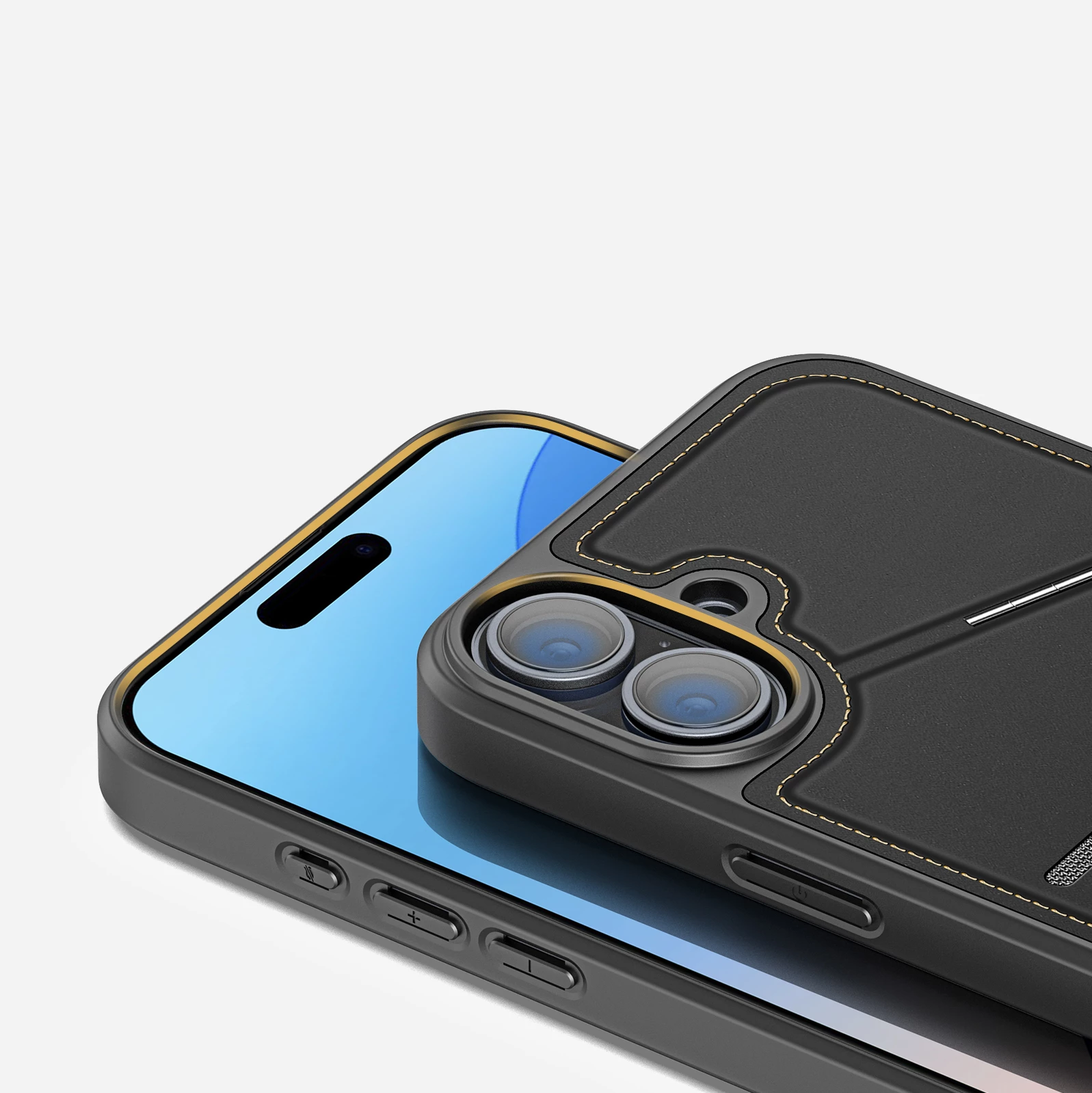 Ovitek za telefon z MagSafe, denarnica z RFID in nastavljivim držalom — Dux Ducis Rafi II Mag za iPhone 16, črn