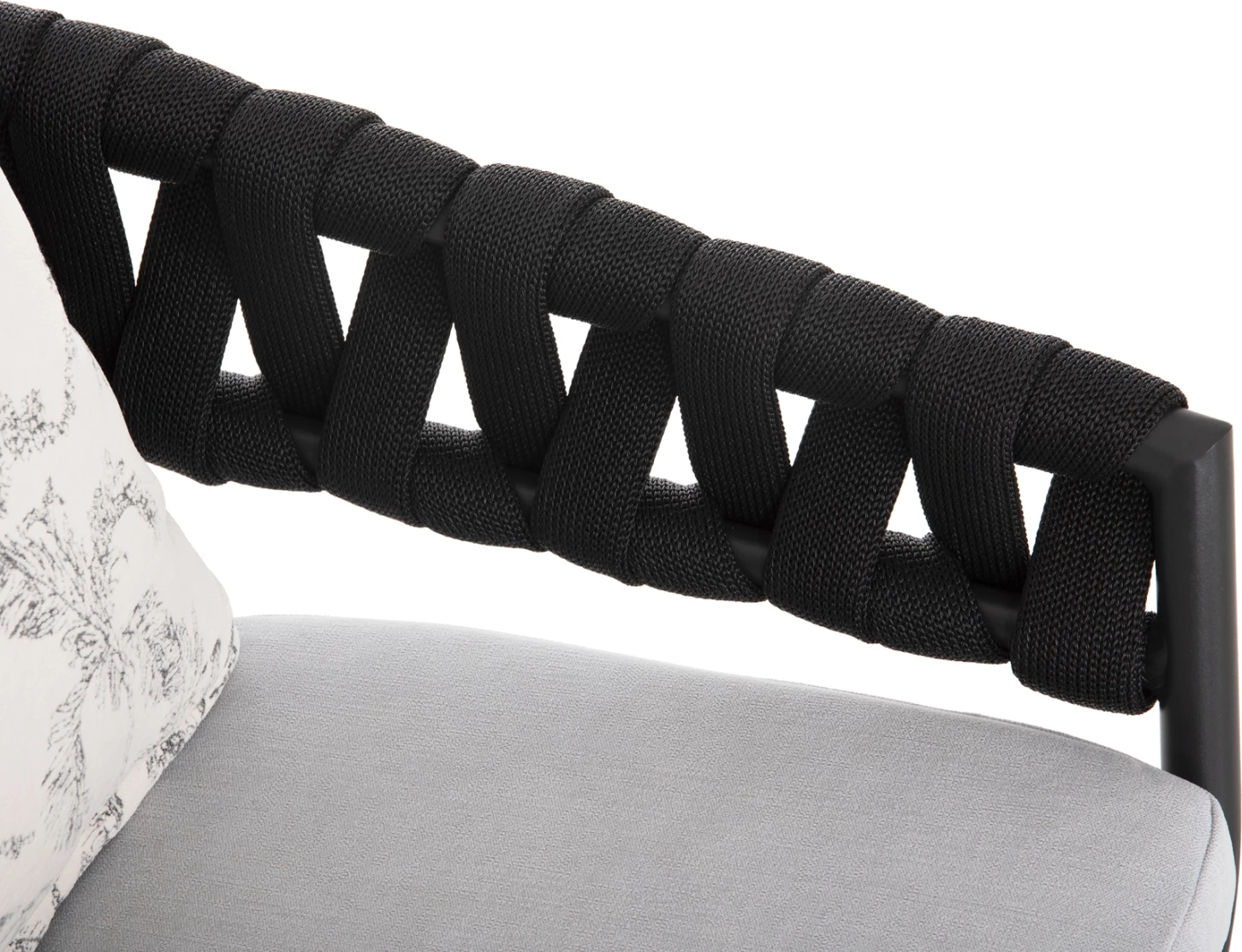 Aluminijasti naslanjač CAMDEN FH6141.01 z blazino na hrbtu v ecru barvi z vzorcem - antracit 56x60x72-87Hcm