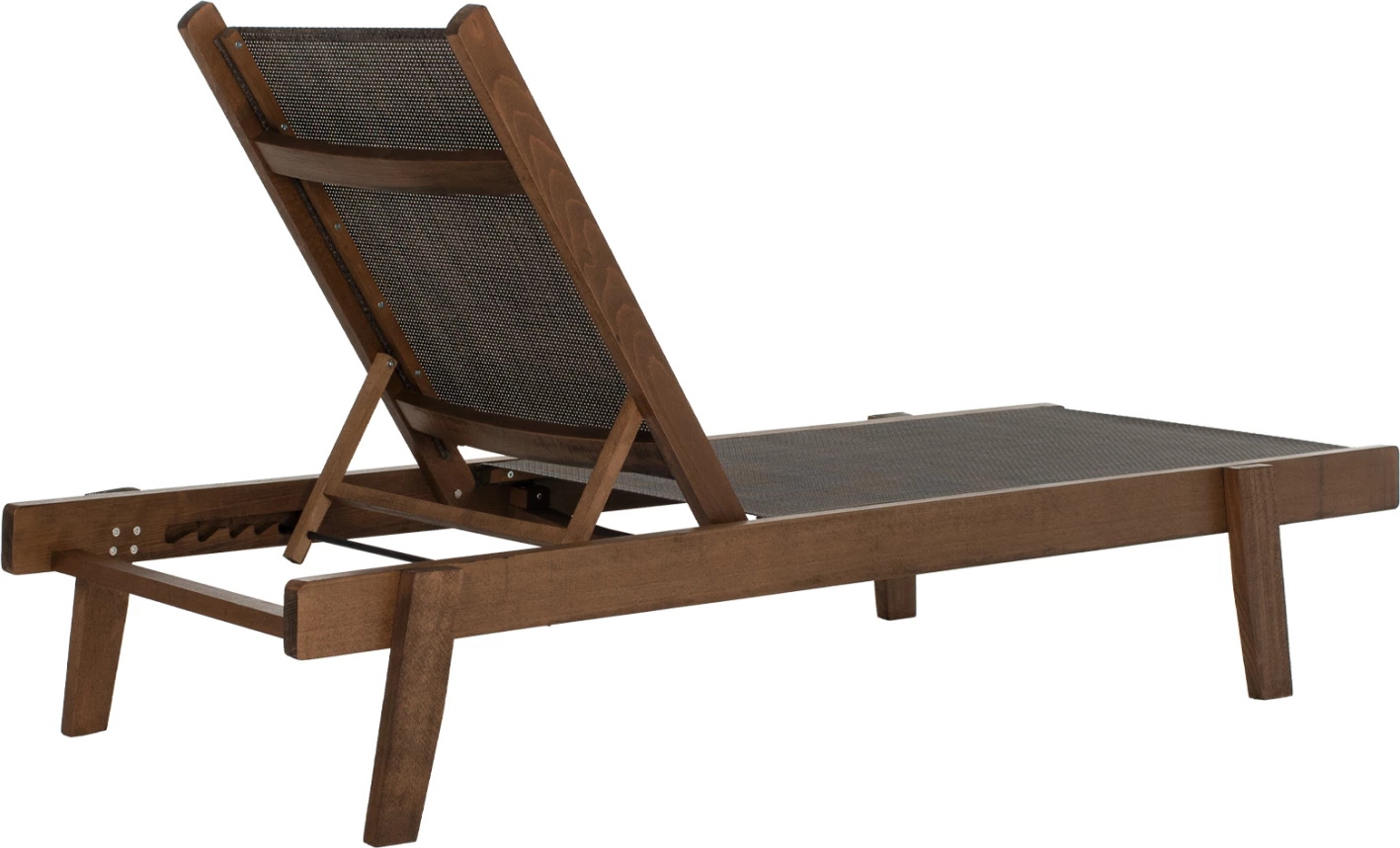 Profesionalni ležalnik iz bukovega lesa v barvi oreha in rjavi tekstileni 200x61-66x31-91Hcm.FH10356.04