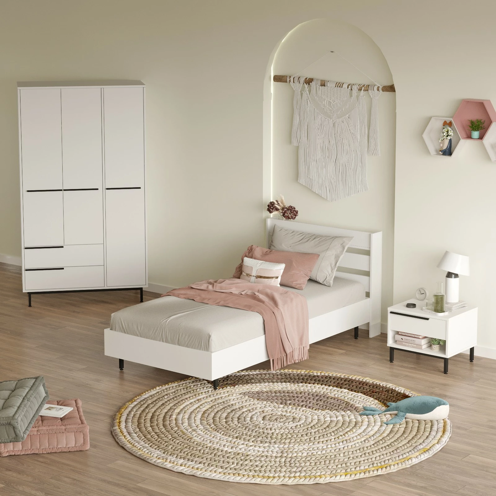 Komplet mladinske sobe Skye Decor, ON23-W, bela