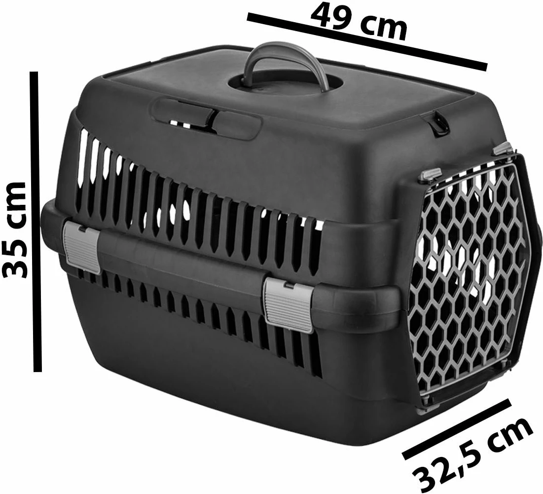 Transportna škatla za hišne ljubljenčke Paws & Whiskers, 5096-S-1, črno/siva