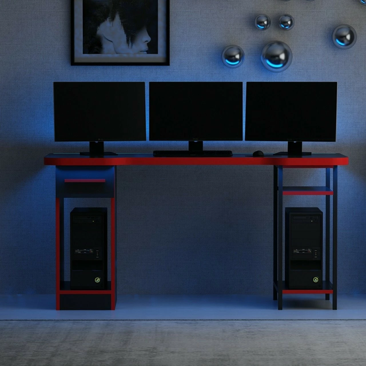 Gaming miza Skye Decor, Phoenix 6, črno-rdeča