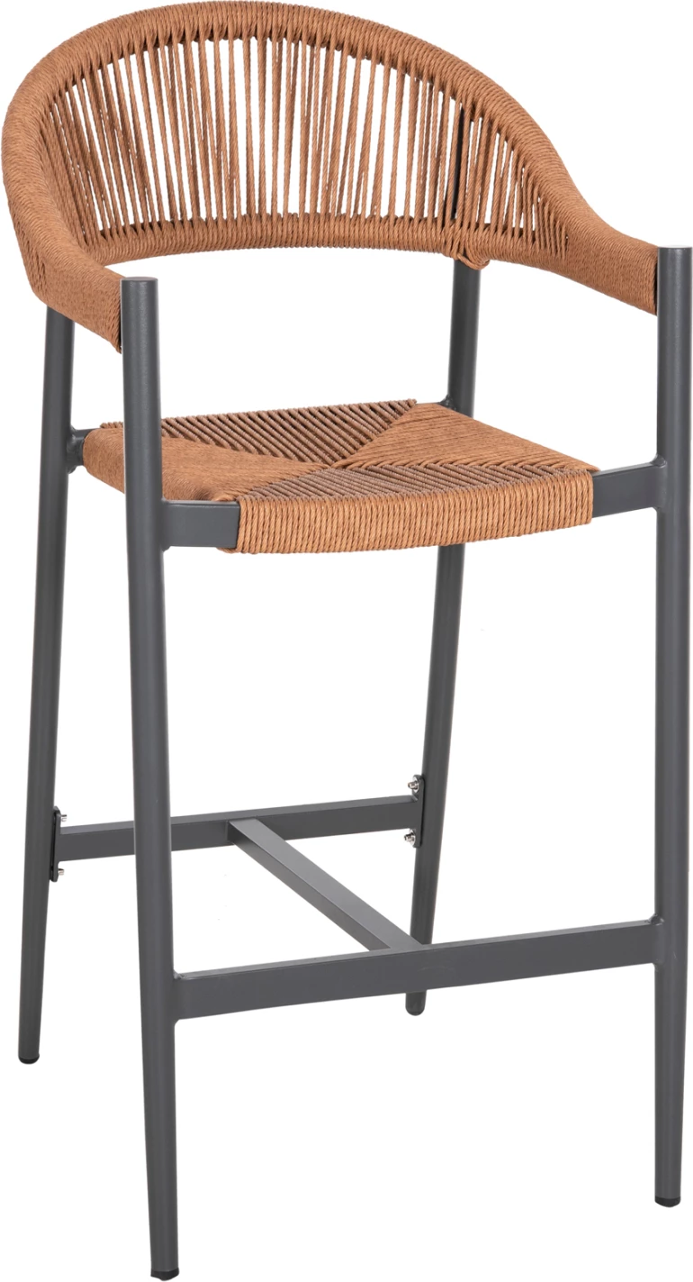 Aluminijasti barski stol GREGG FH5788.12 antracit-sand bež sintetični ratan 55x57x106Hcm