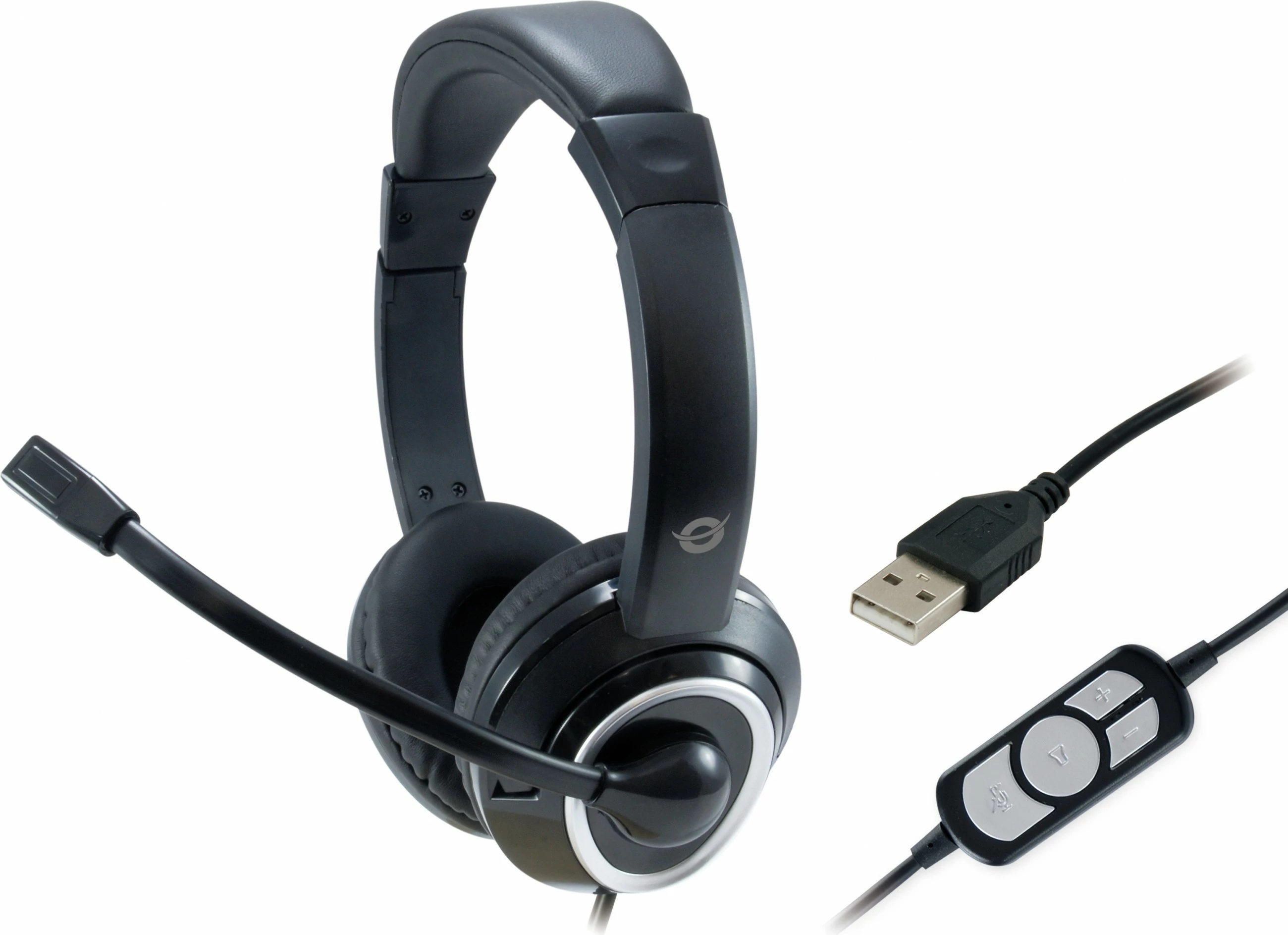 Slušalke Conceptronic USB, mikrofon boom, 2 m, črne