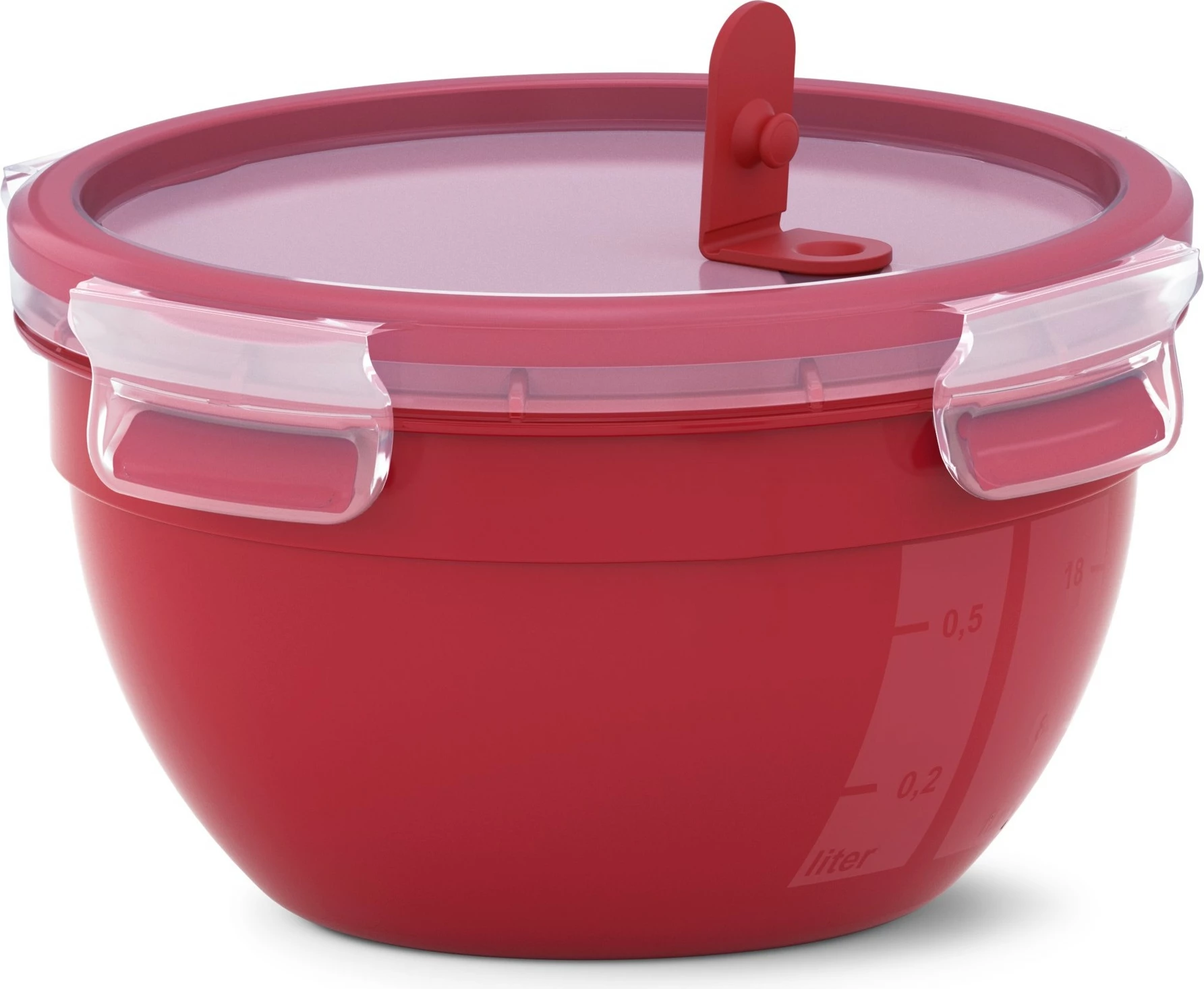 Posoda za mikrovalovno pečico Emsa Clip & Micro N10605, plastika, z ventilom, rdeča