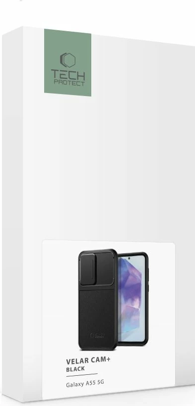 Zaščitni ovitek Velar Cam+ za Samsung Galaxy A55 5G, Tech-Protect, črn