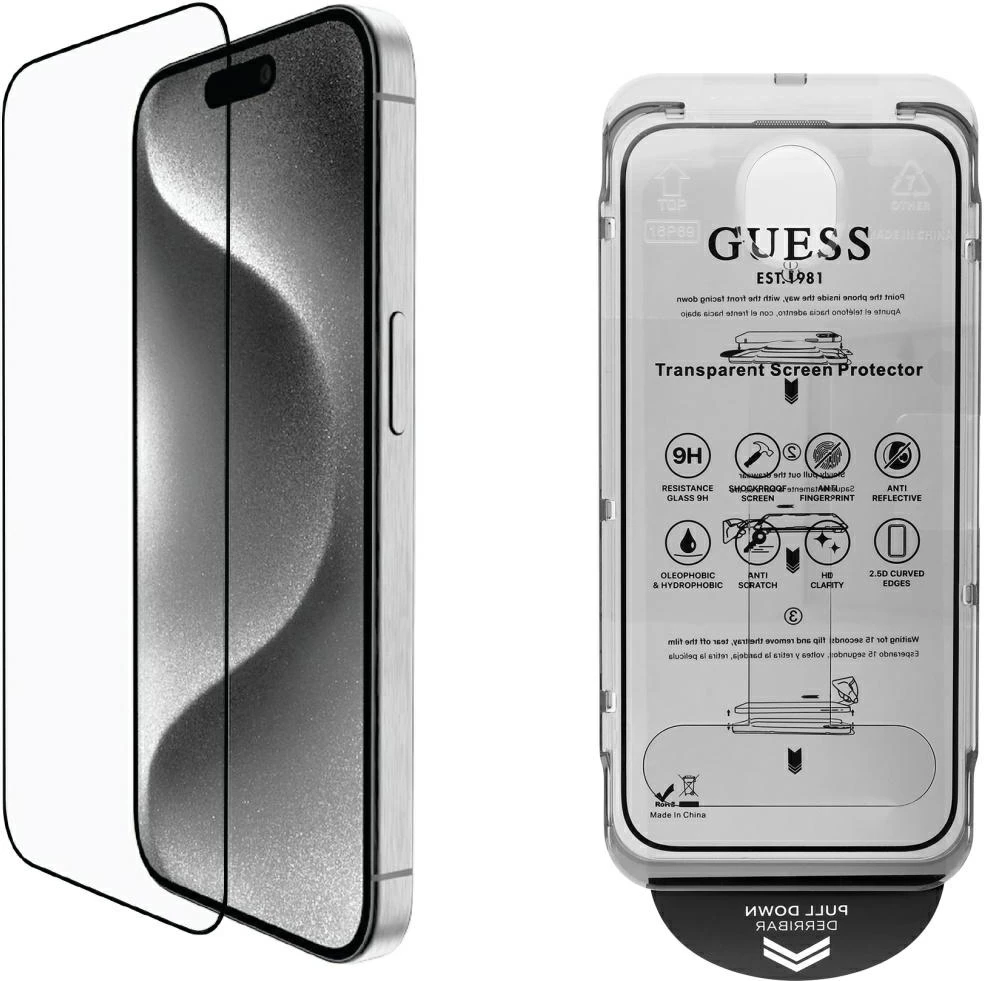 Zaščitno steklo in zaščita kamere 2v1 Guess BP Rhinestone za iPhone 16 Pro Max, zlato